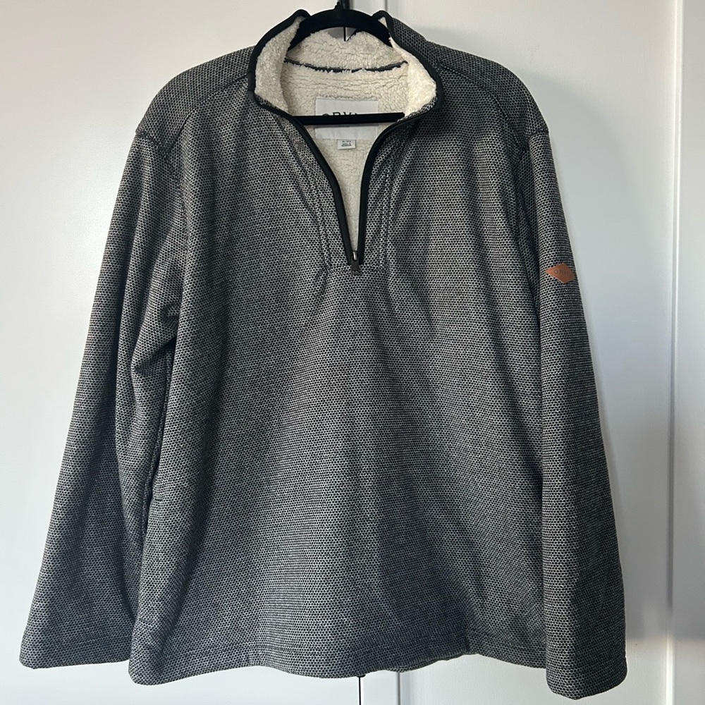 GAP Men's Gray Quarter-Zip Sherpa-Lined Sweater